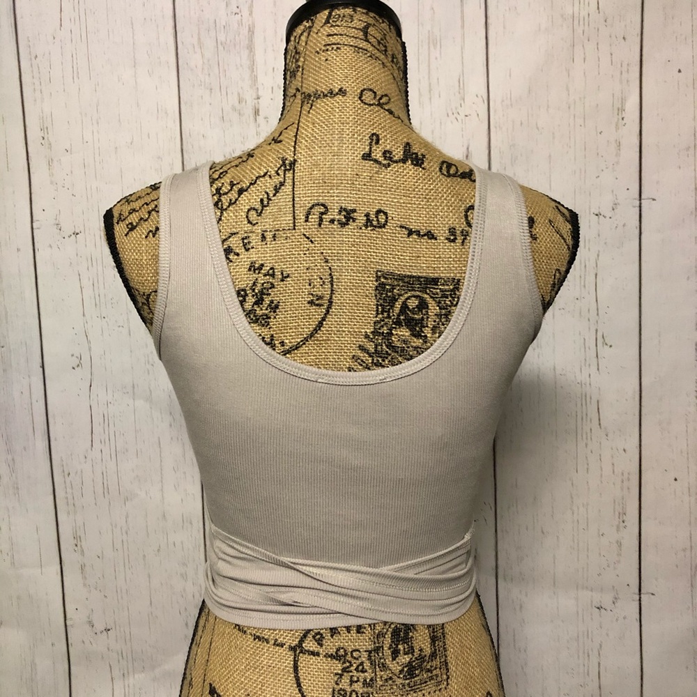 Wrap Around Ribbed Button Tank - Taupe - Picture 3 of 5